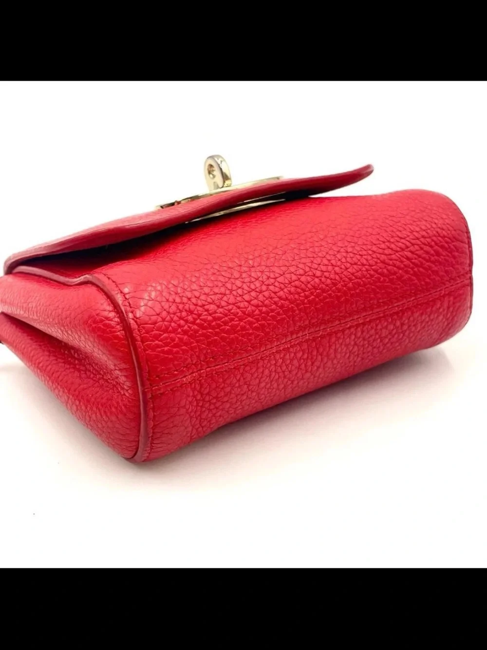 Mulberry Red Pebbled Leather Mini Crossbody with Chain Strap